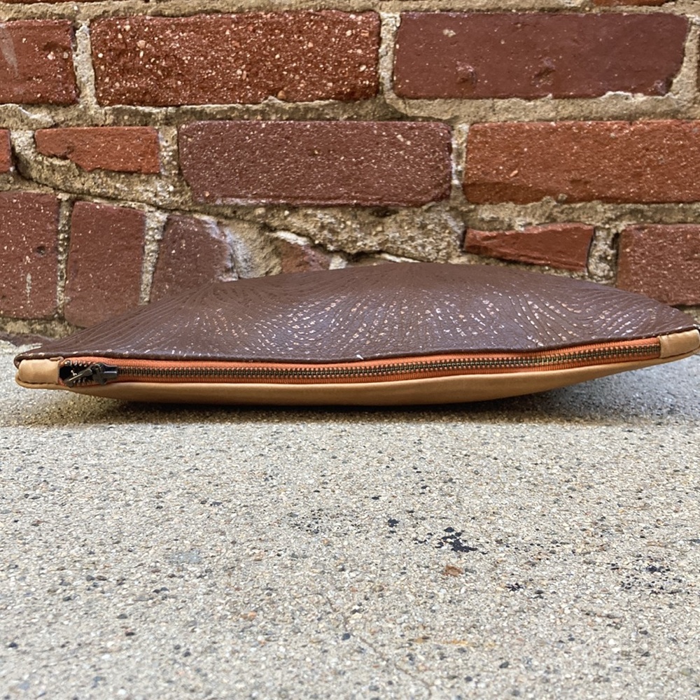 Two-toned Recycled Leather Clutch Bag